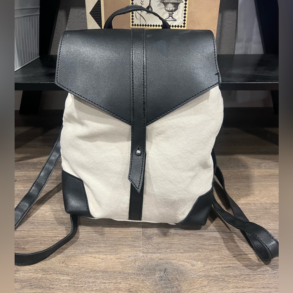 Canvas Black & Cream Backpack Purse